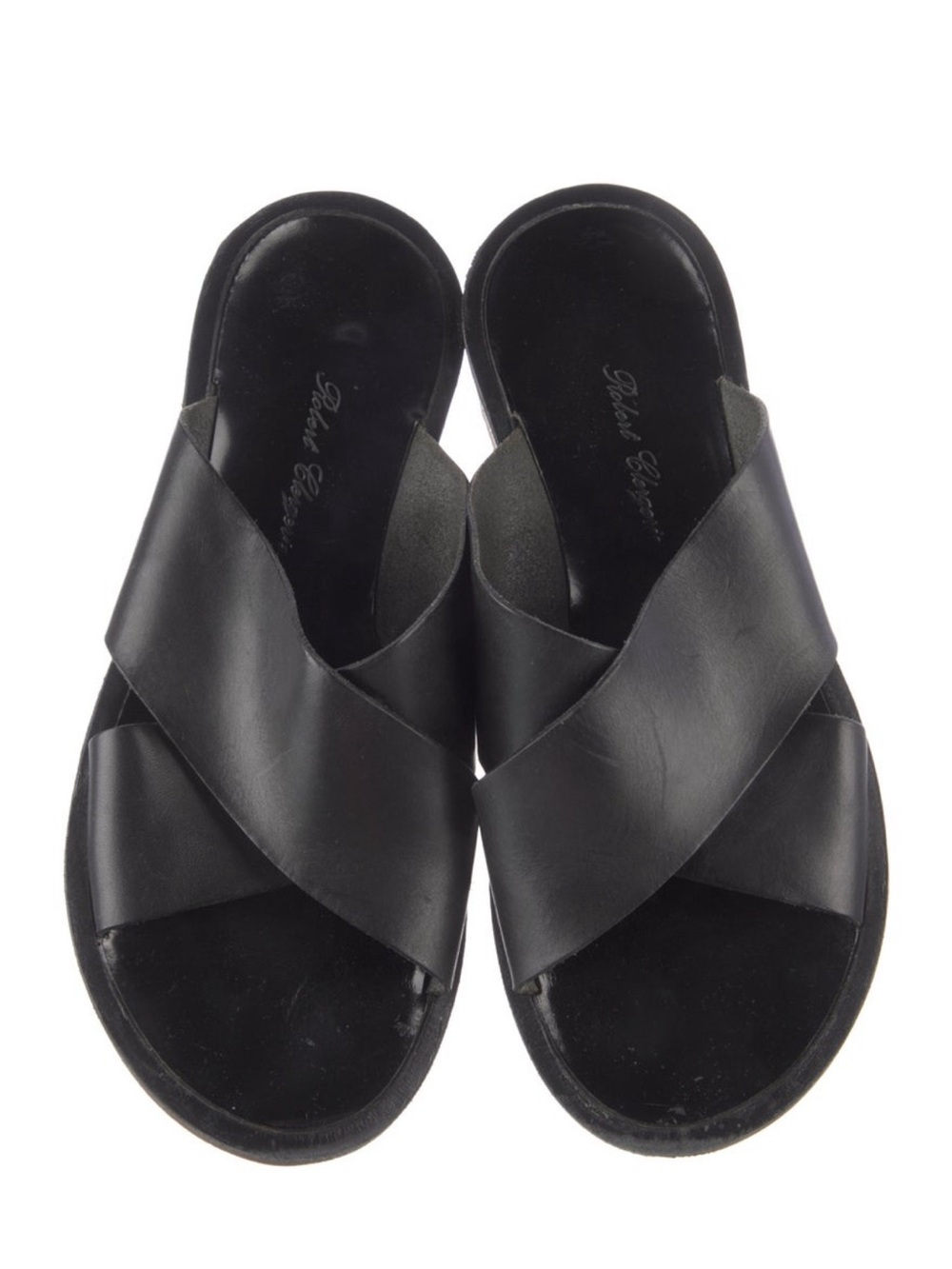 Robert Clergerie Black Leather Crisscross Slide Mule - Picture 3 of 5